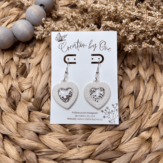 Transparent Heart Valentine Clay Earrings