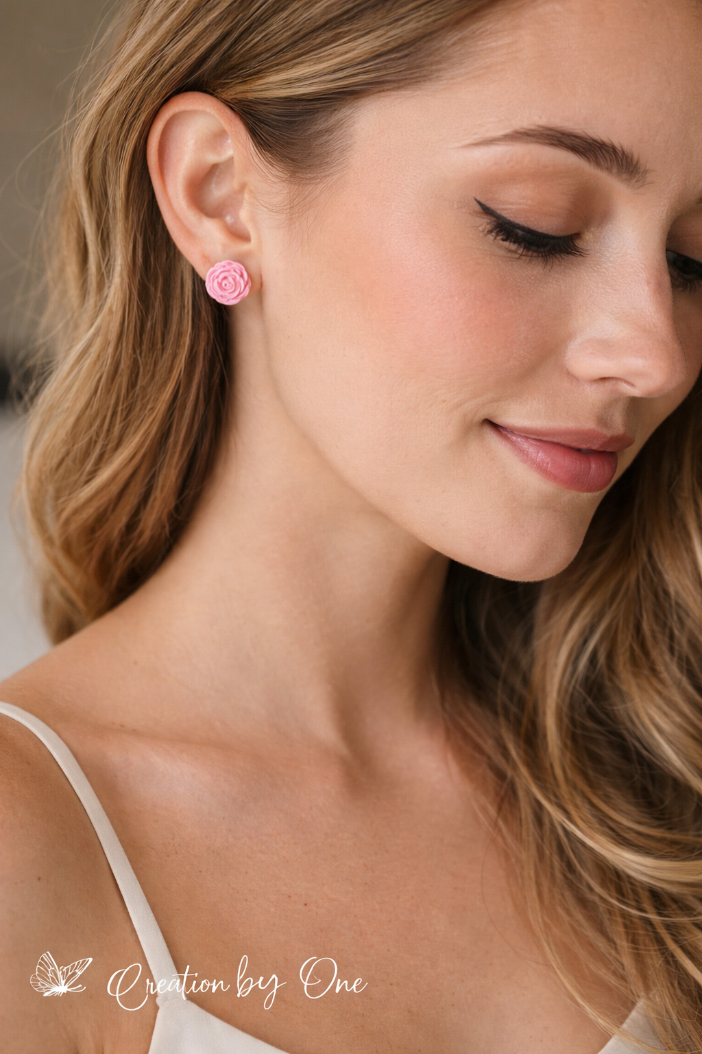Rose Stud Earrings – Lavender, Blush Pink, or White (Handmade Floral Studs)