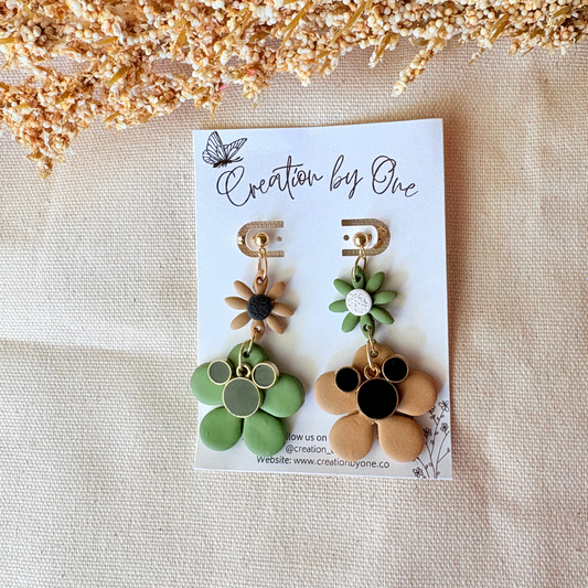 Green Galactic Ears Earrings | 14K Gold Plated Lightweight Polymer Clay Jewelry