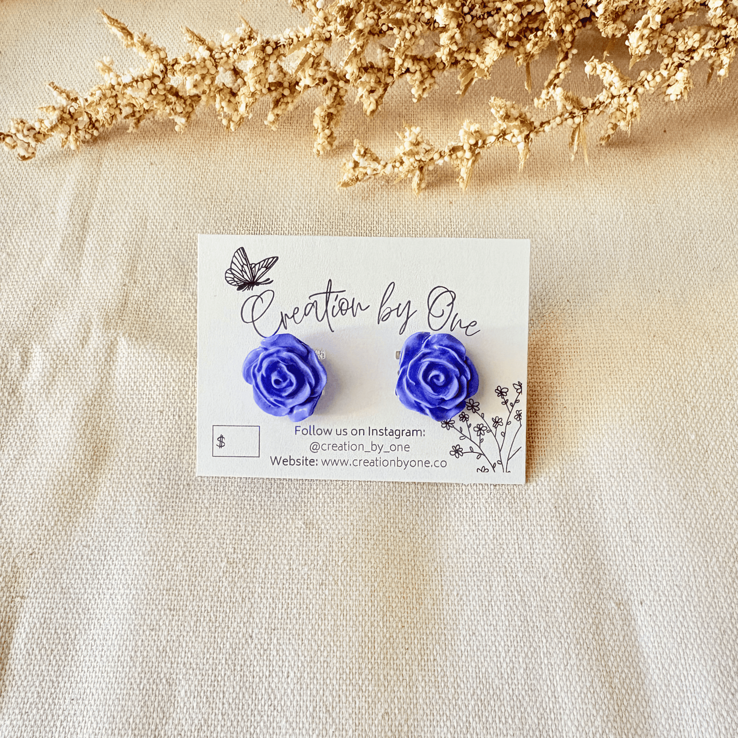 Rose Stud Earrings – Lavender, Blush Pink, or White (Handmade Floral Studs)