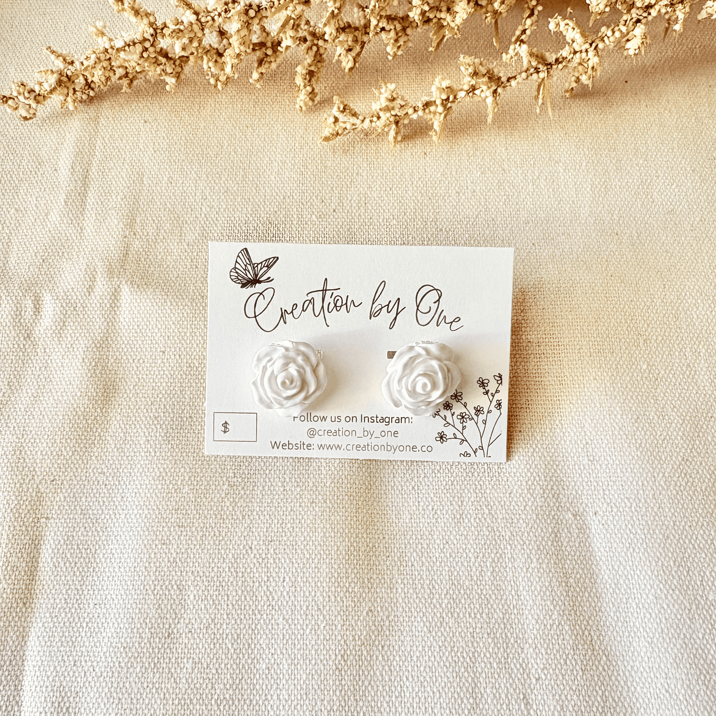 Rose Stud Earrings – Lavender, Blush Pink, or White (Handmade Floral Studs)