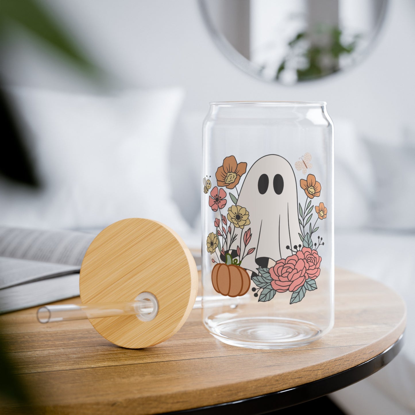 Cute Ghost in a Field Glass, 16 Ounce Cup