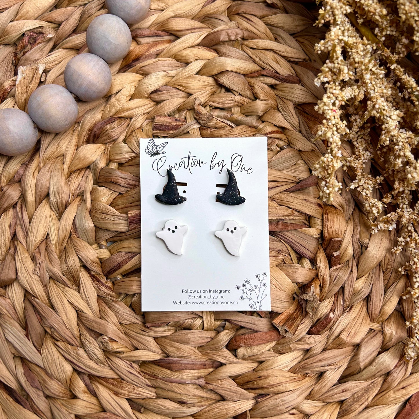 Ghost Hat Polymer Clay Earring Set