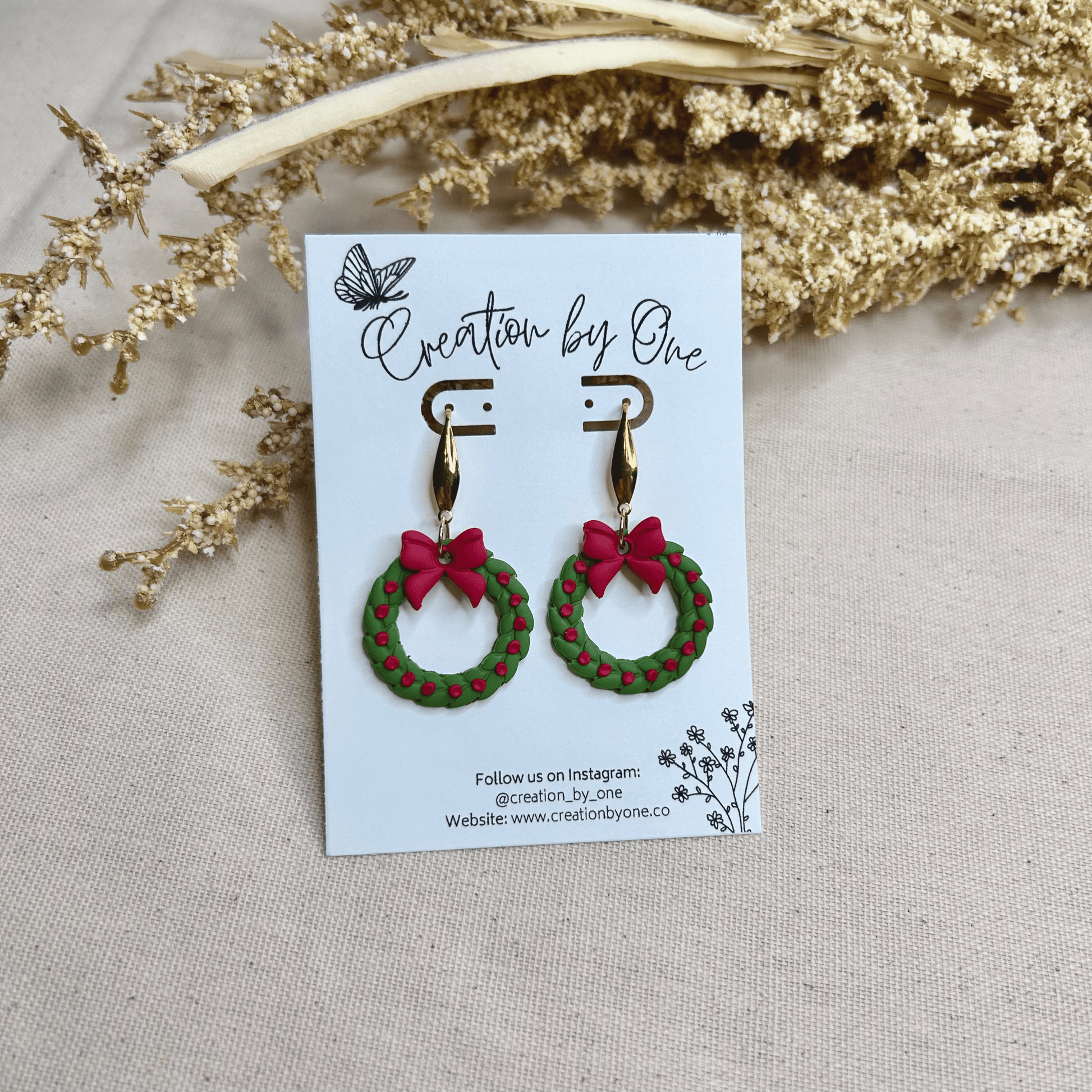 Christmas Wreaths Polymer Clay Earrings