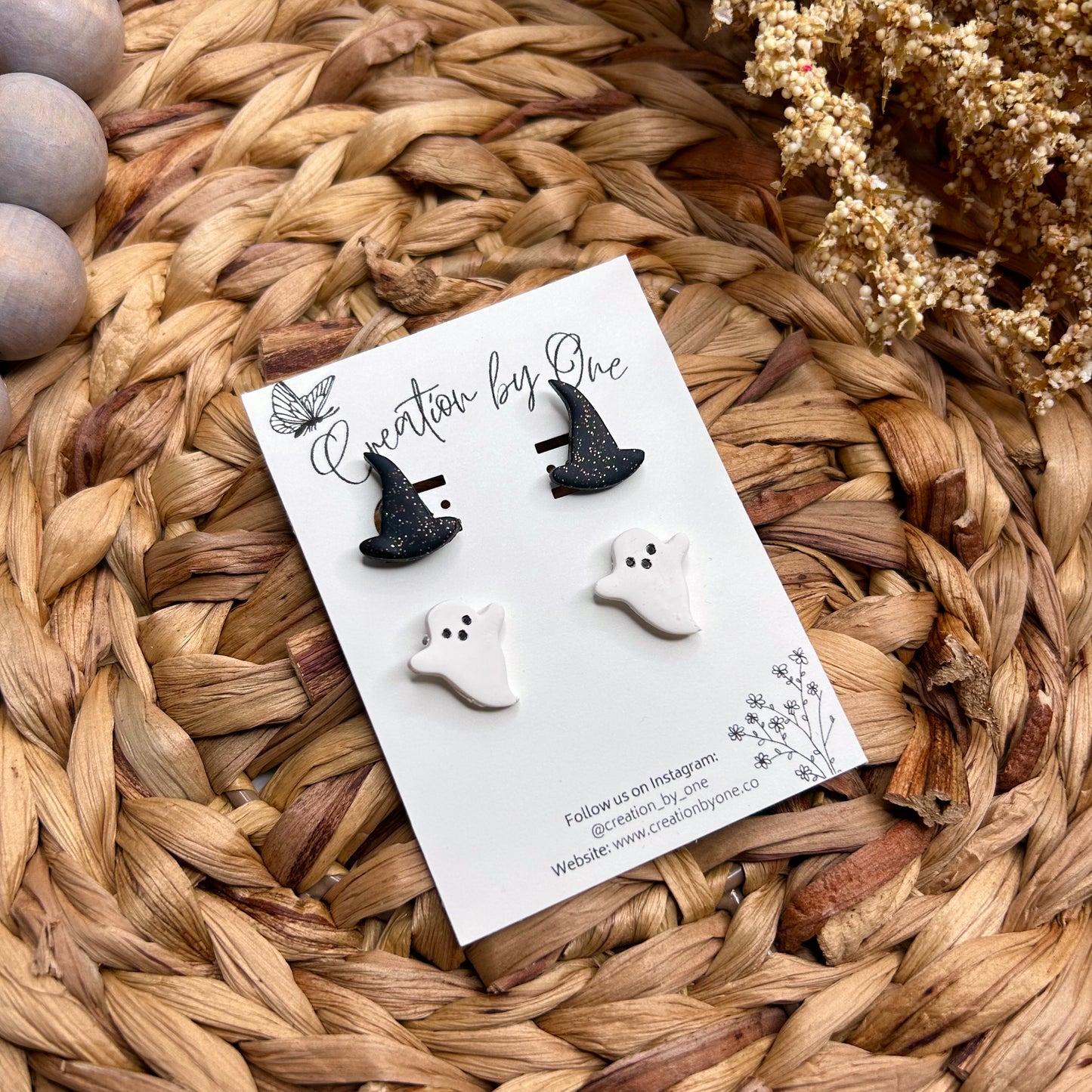 Ghost Hat Polymer Clay Earring Set