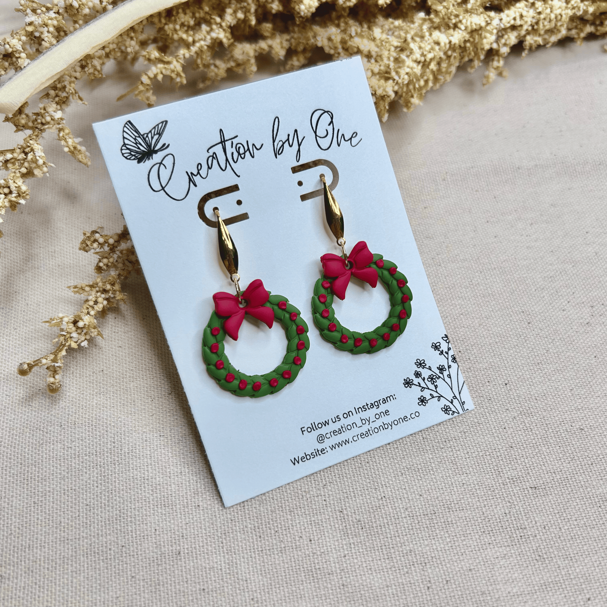 Christmas Wreaths Polymer Clay Earrings