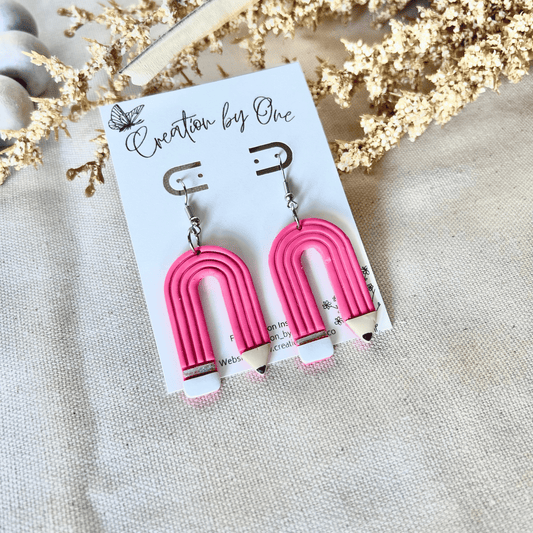 Back to School Pink U Shaped Pencil Dangles 