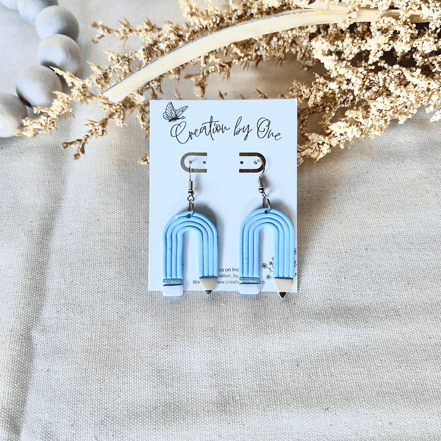 Back to School Blue U Shaped Pencil Dangles