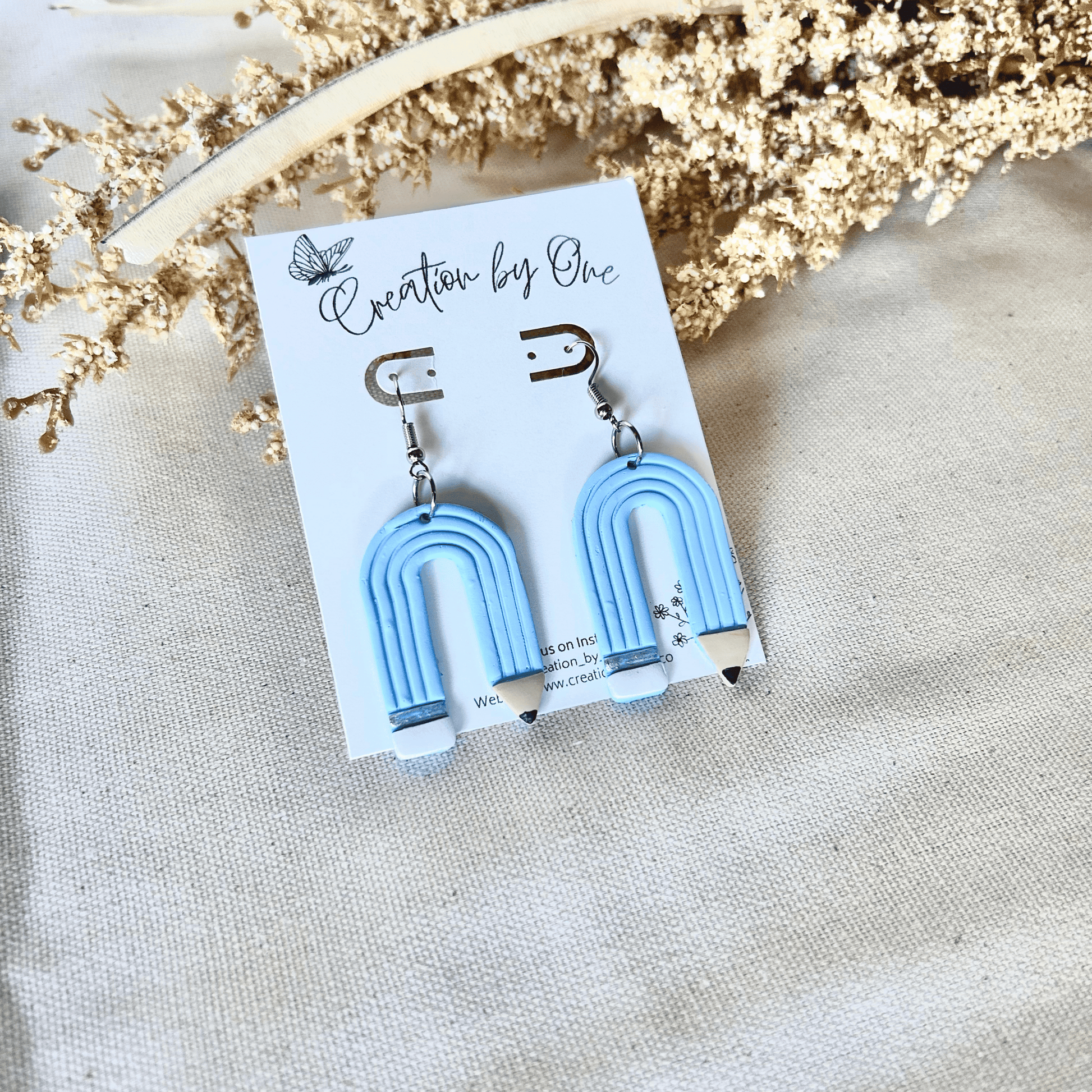 Back to School Blue U Shaped Pencil Dangles