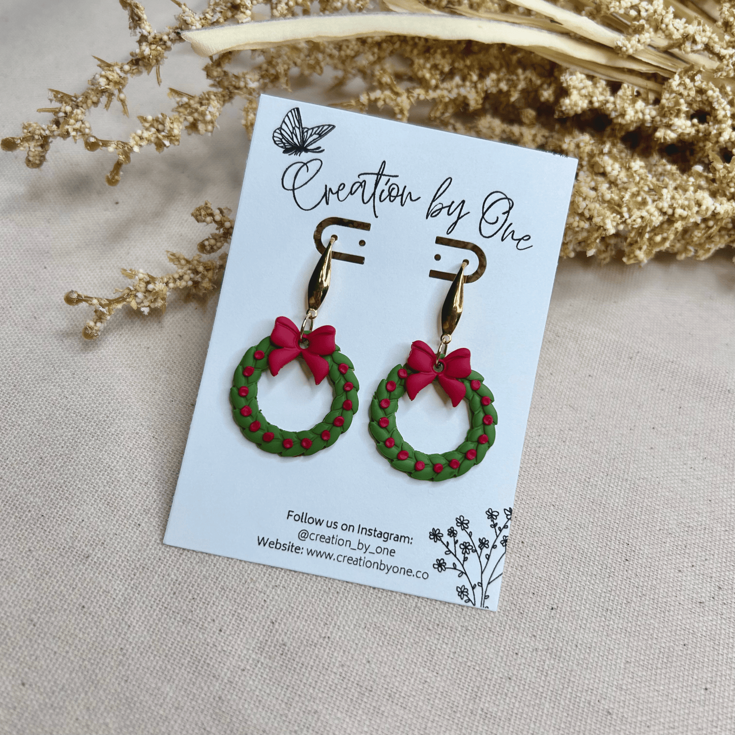 Christmas Wreaths Polymer Clay Earrings