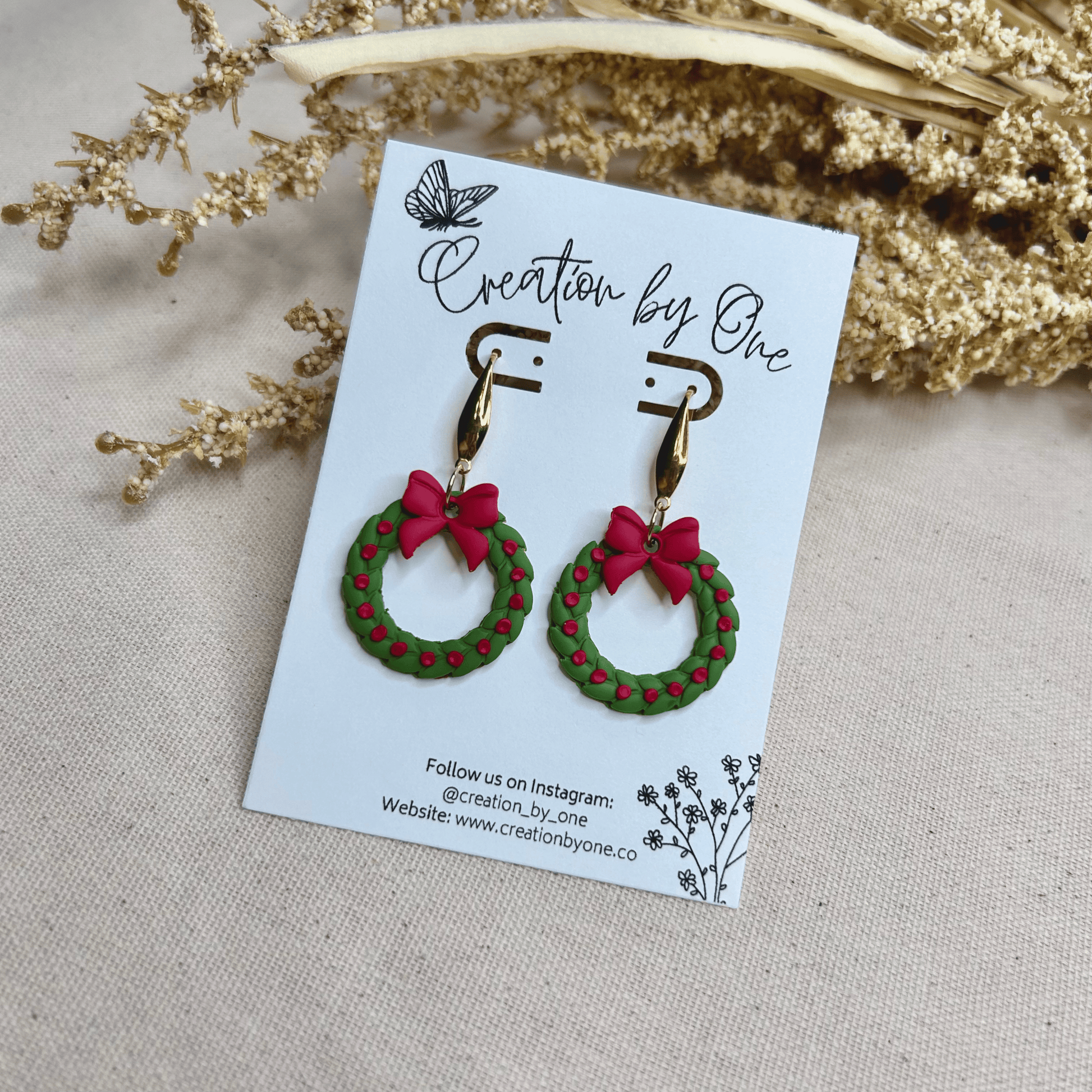 Christmas Wreaths Polymer Clay Earrings