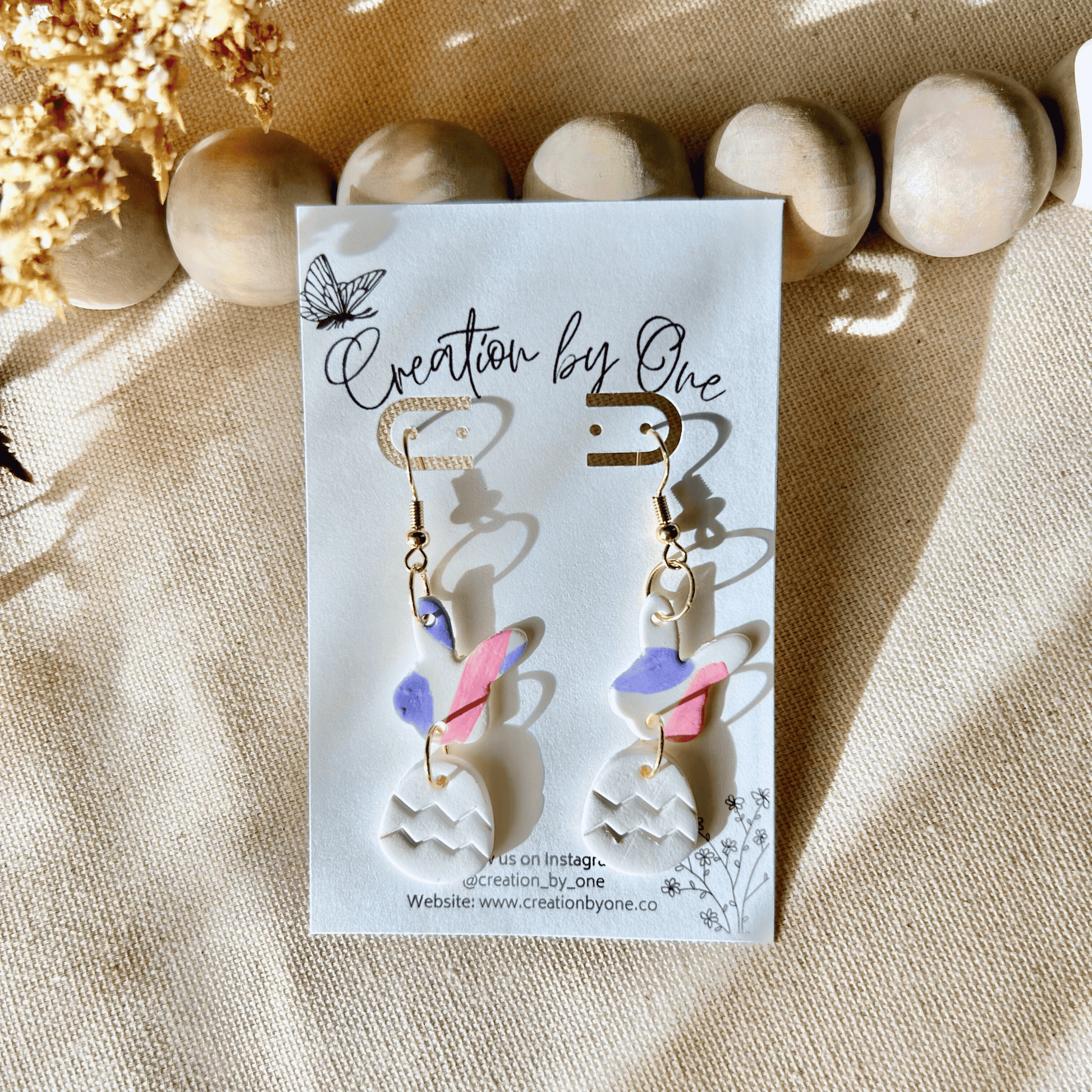 Abstract Easter Bunny & Egg Polymer Clay Earrings – Lightweight & Hypoallergenic 🐰🥚🌸
