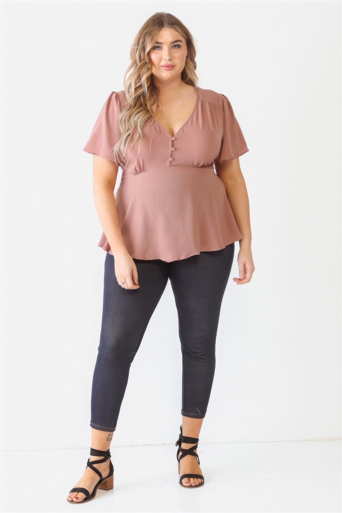 Plus Tie Detail Flare Top