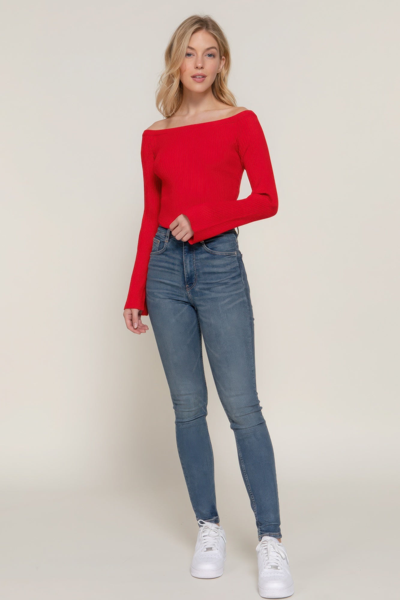 Long Flare off Shoulder Sweater