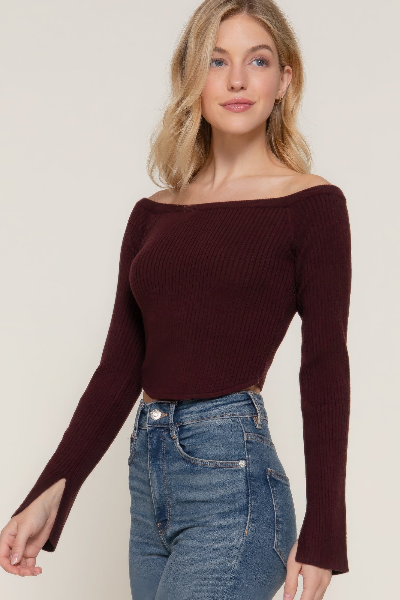 Long Flare off Shoulder Sweater