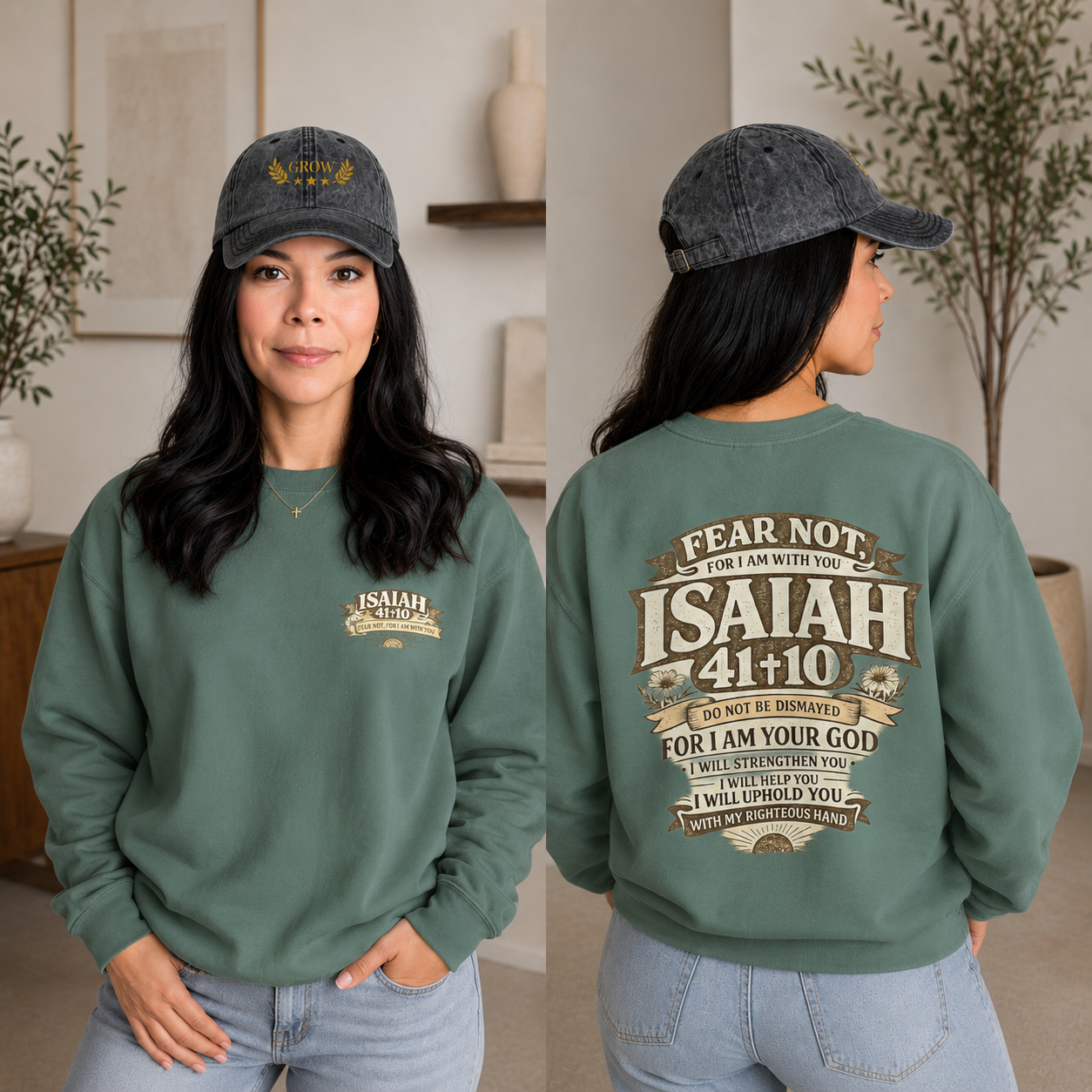 Isaiah 41:10 Scripture Sweatshirt — "Fear Not, For I Am With You" Christian Pullover