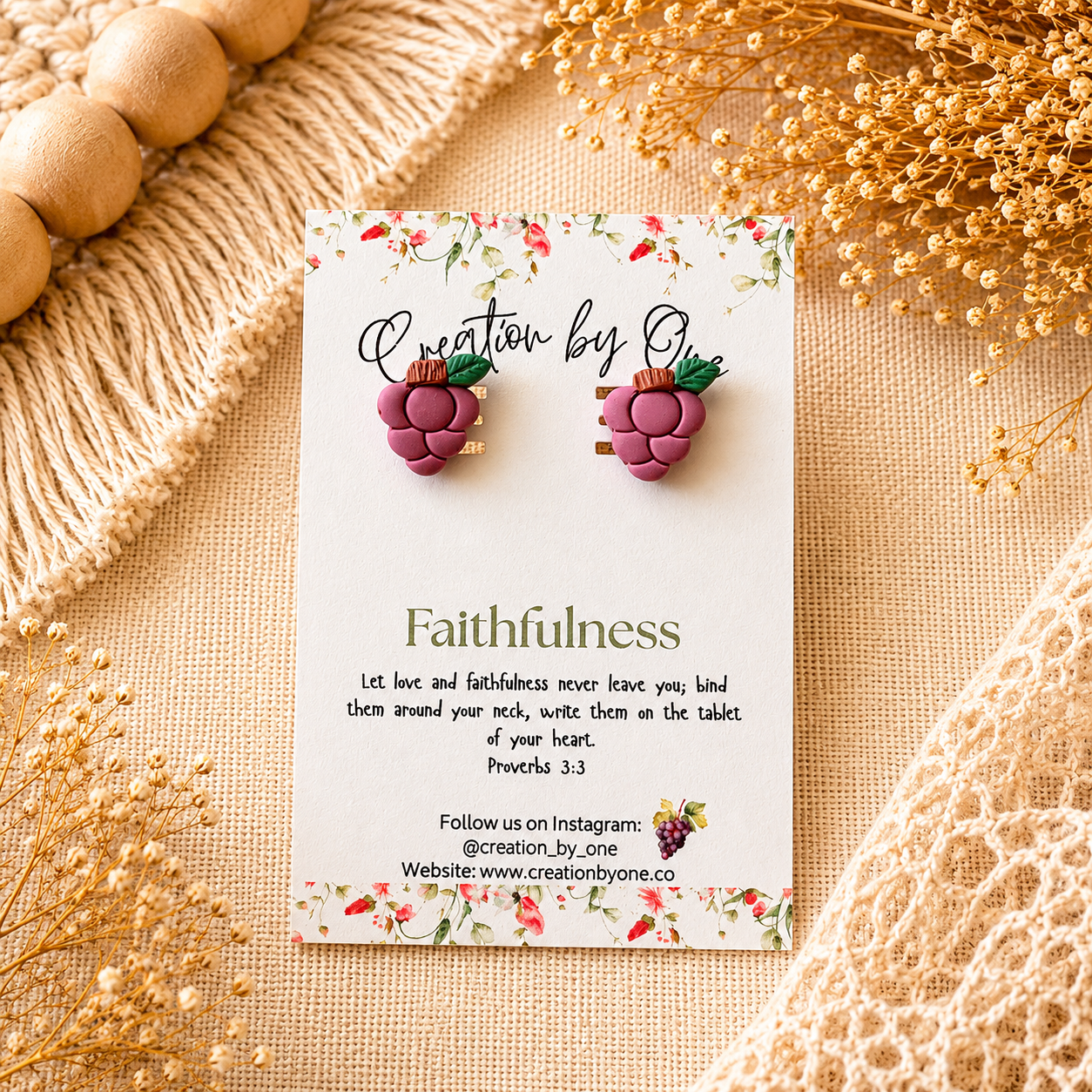 Vine-Faith Grape Earrings – Fruits of the Spirit
