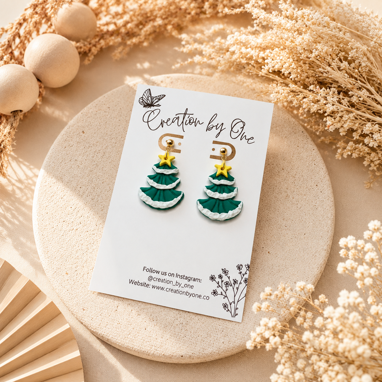 Christmas tree earrings 14k gold-plated studs. 