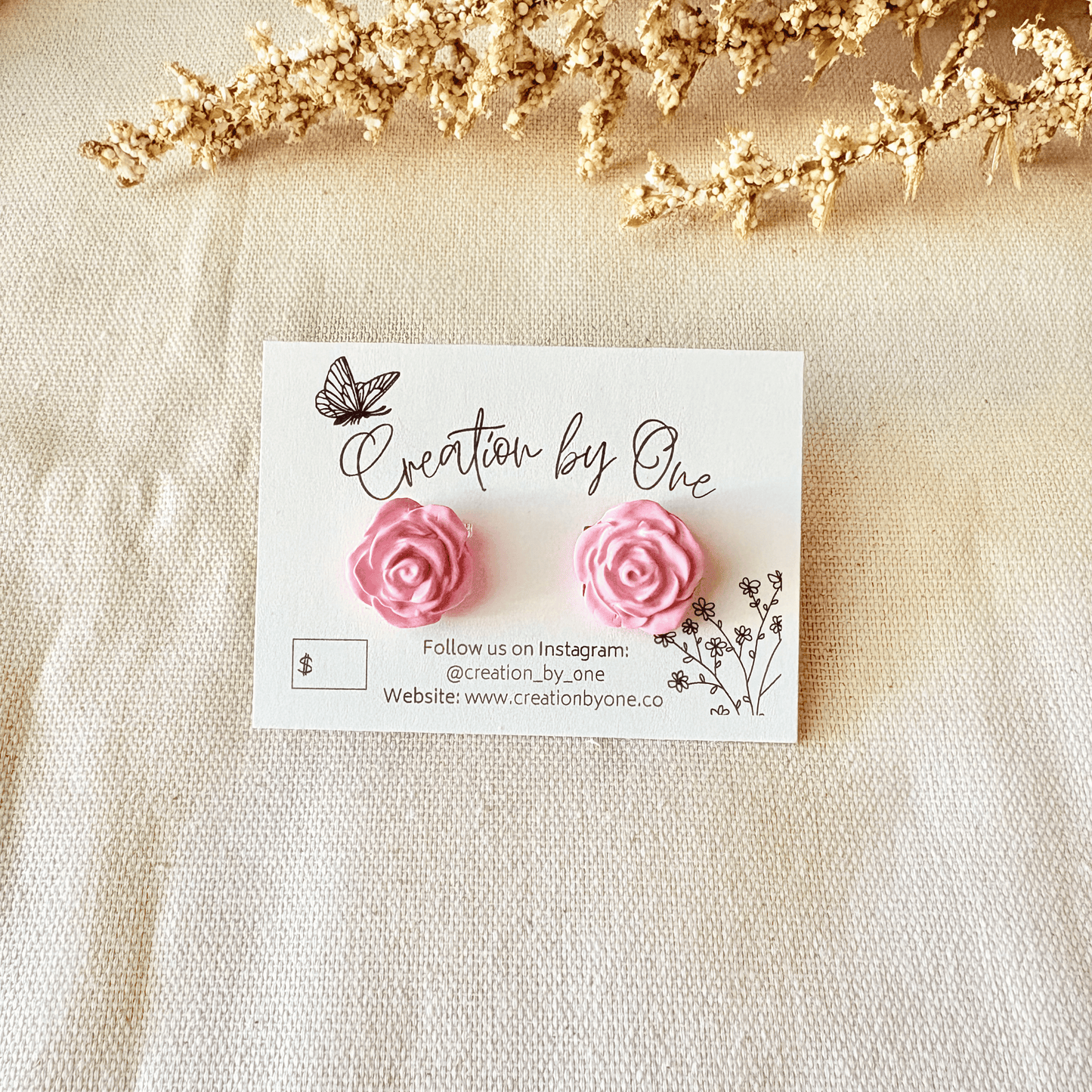 Rose Stud Earrings – Lavender, Blush Pink, or White (Handmade Floral Studs)