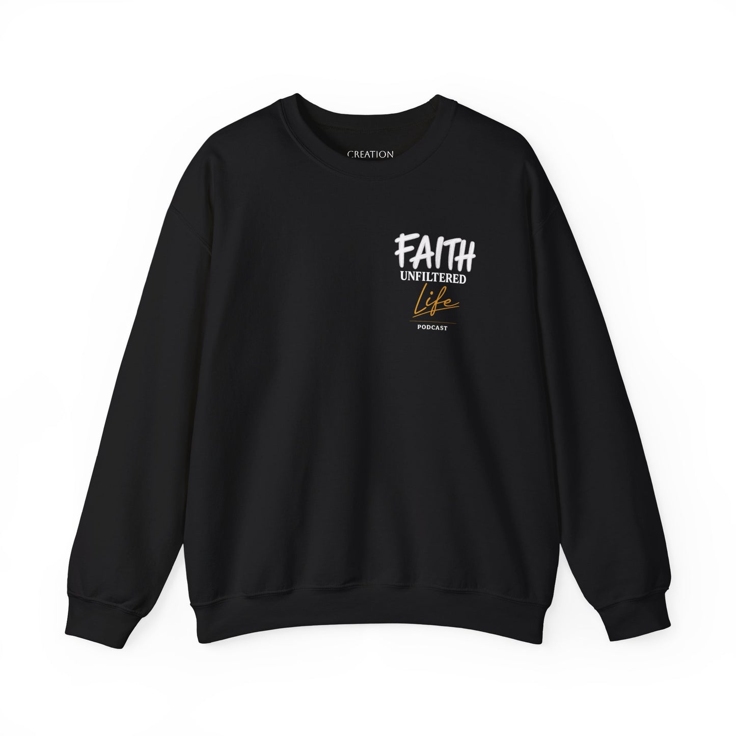 Faith Unfiltered Crewneck Sweatshirt — "Live Ful" Inspirational Christian Pullover Black