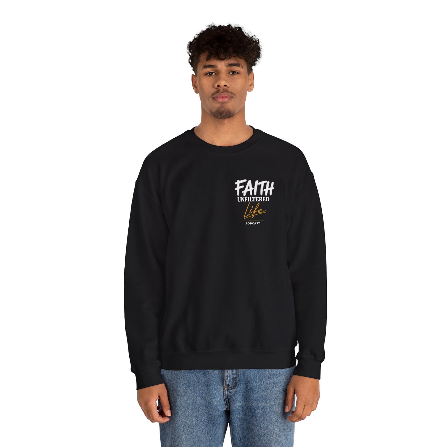 Faith Unfiltered Crewneck Sweatshirt — "Live Ful" Inspirational Christian Pullover Black