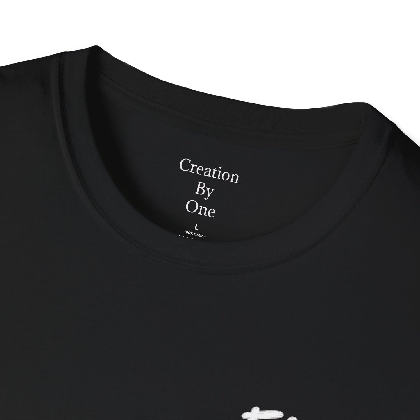 Creation by One Black Shirt and Large Shirt size tag