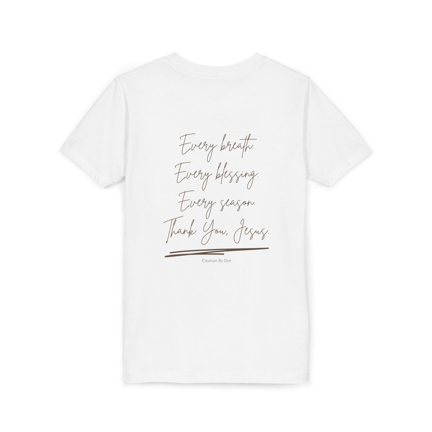 White t-shirt with inspirational text on a white background