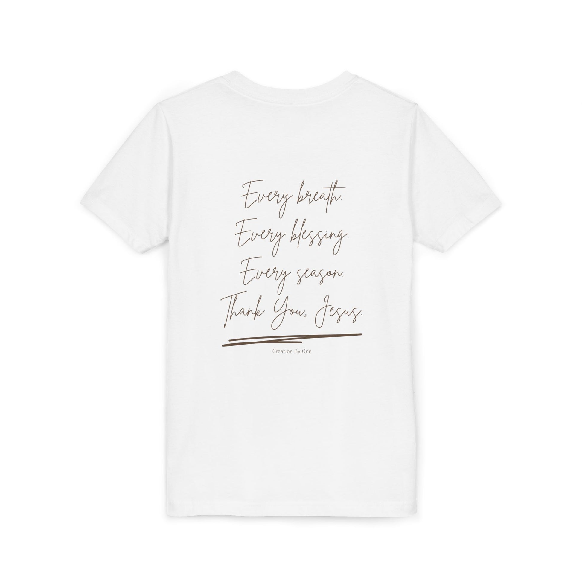 White t-shirt with inspirational text on a white background