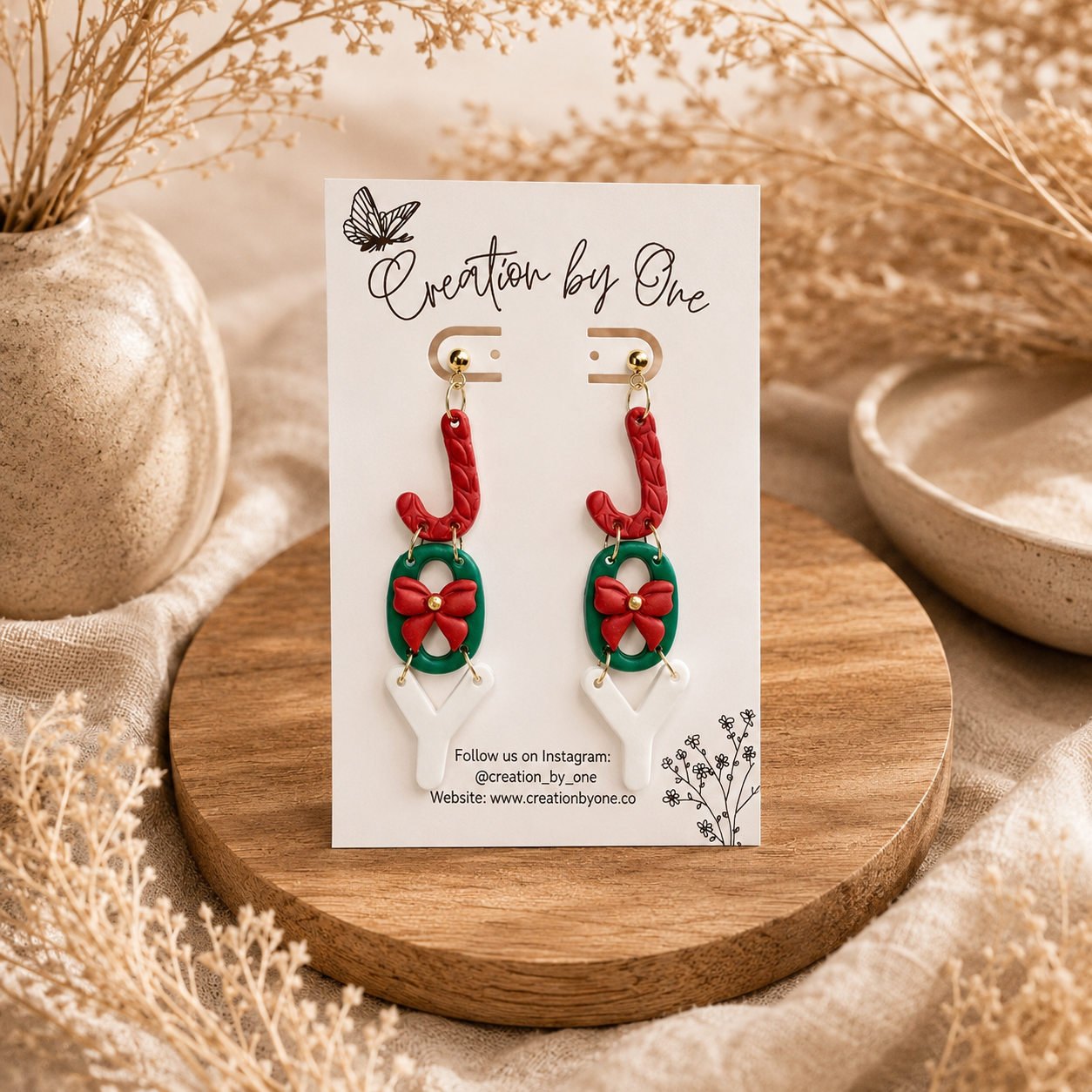Handmade Joy Earrings – 14K Gold Plated Christmas Studs