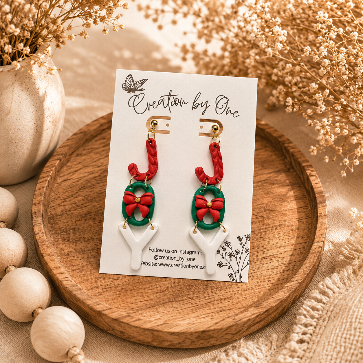 Handmade Joy Earrings – 14K Gold Plated Christmas Studs