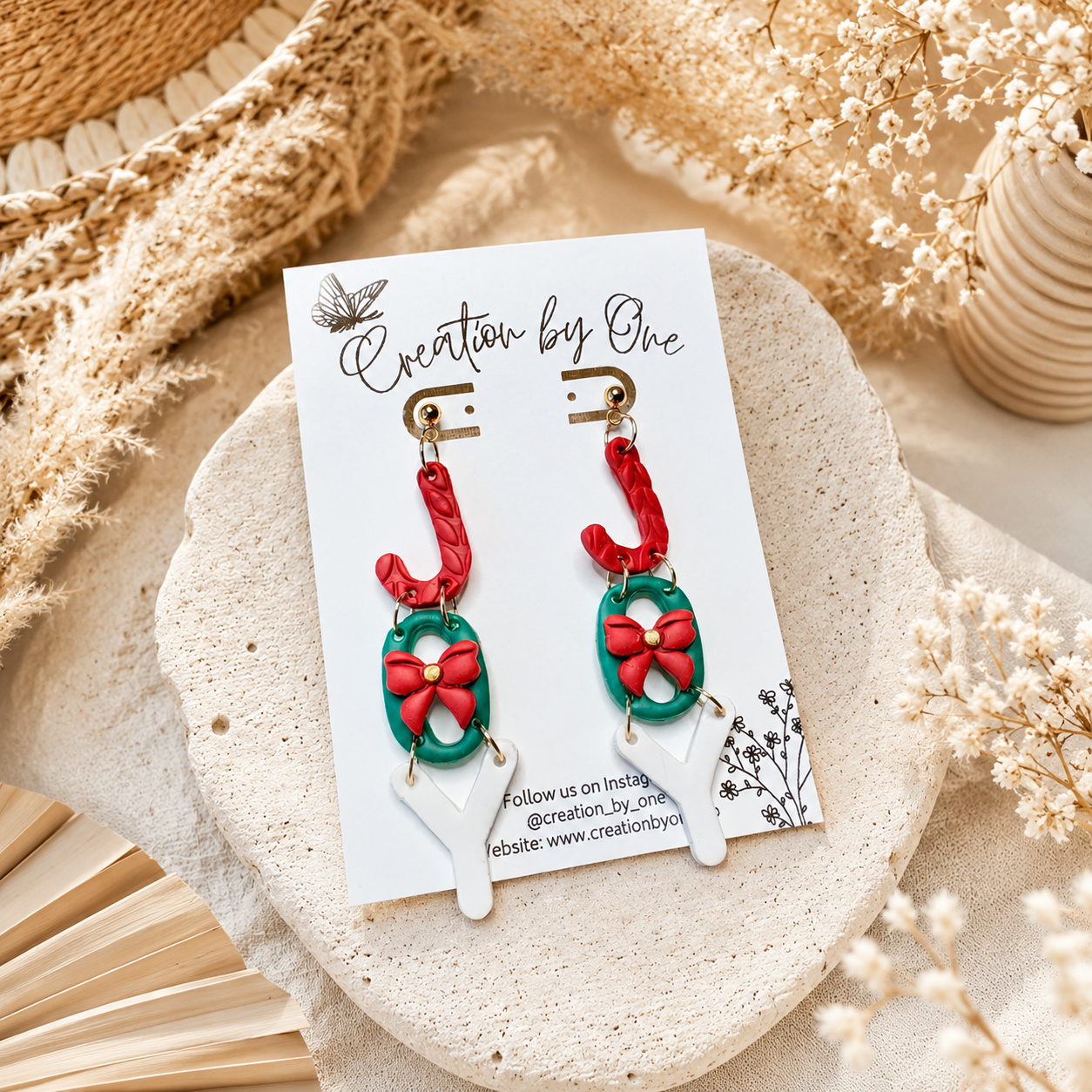 Handmade Joy Earrings – 14K Gold Plated Christmas Studs