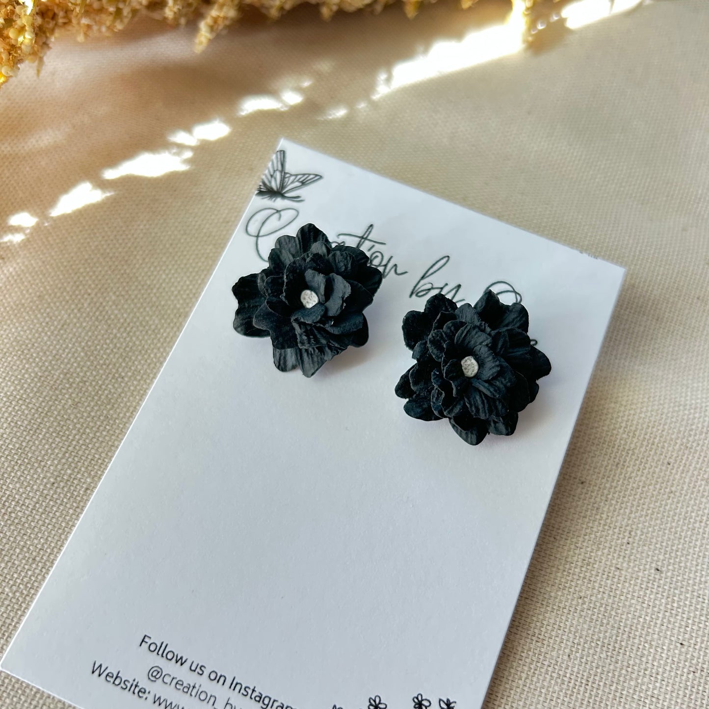 Black Rose Polymer Clay Earrings