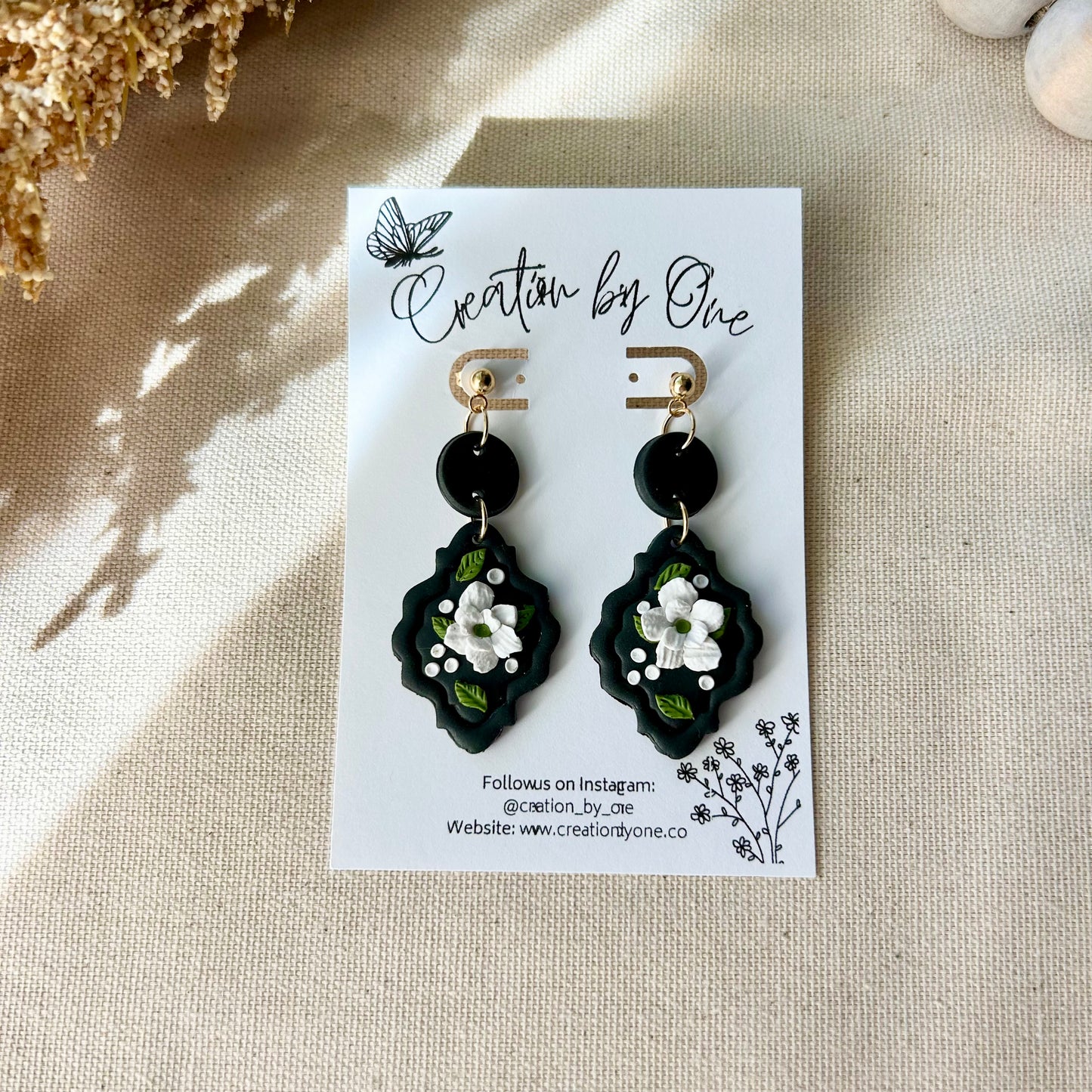 Blooming in the Dark Polymer Clay Earrings