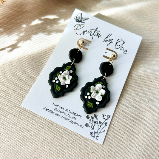 Blooming in the Dark Polymer Clay Earrings