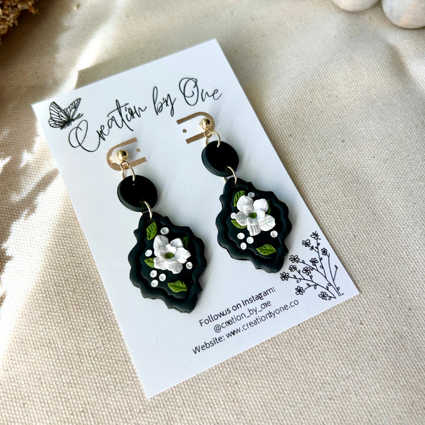 Blooming in the Dark Polymer Clay Earrings