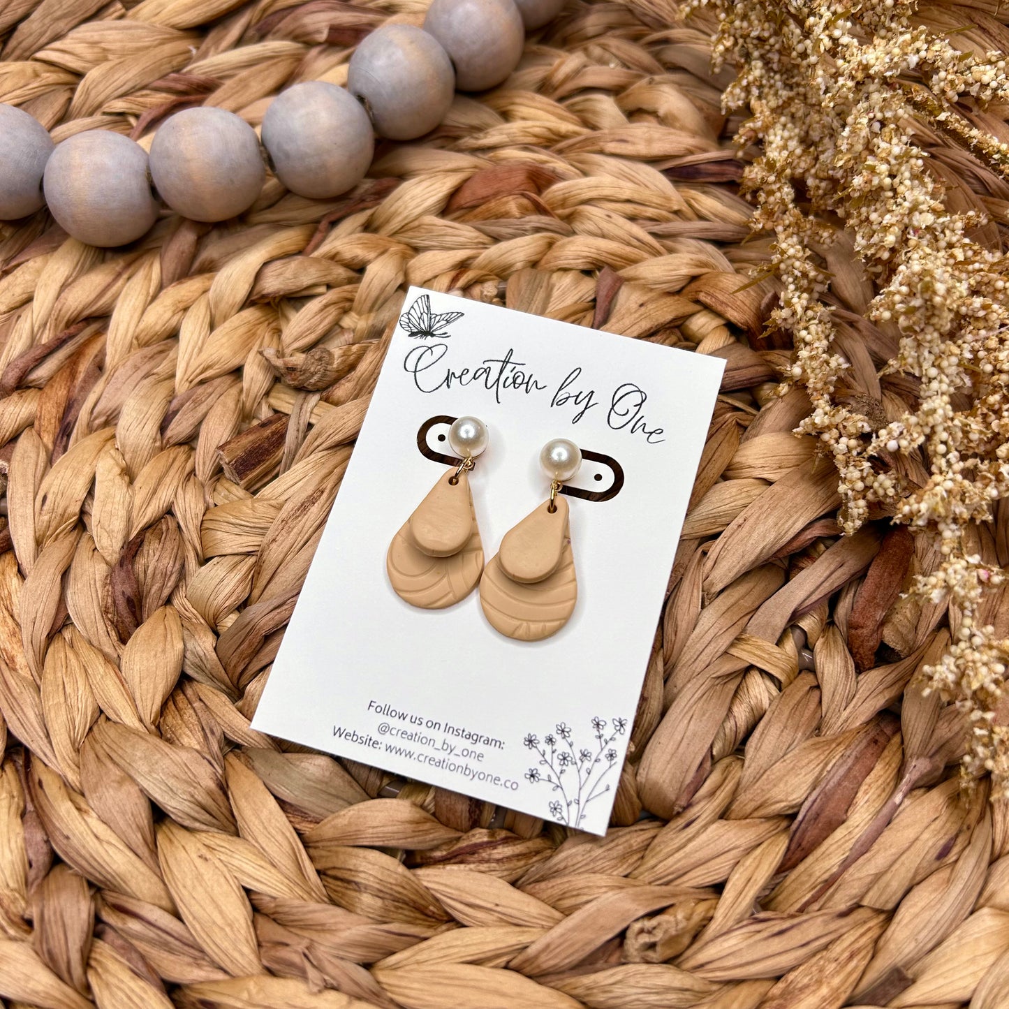 Neutral Tear Drop Polymer Clay Earrings