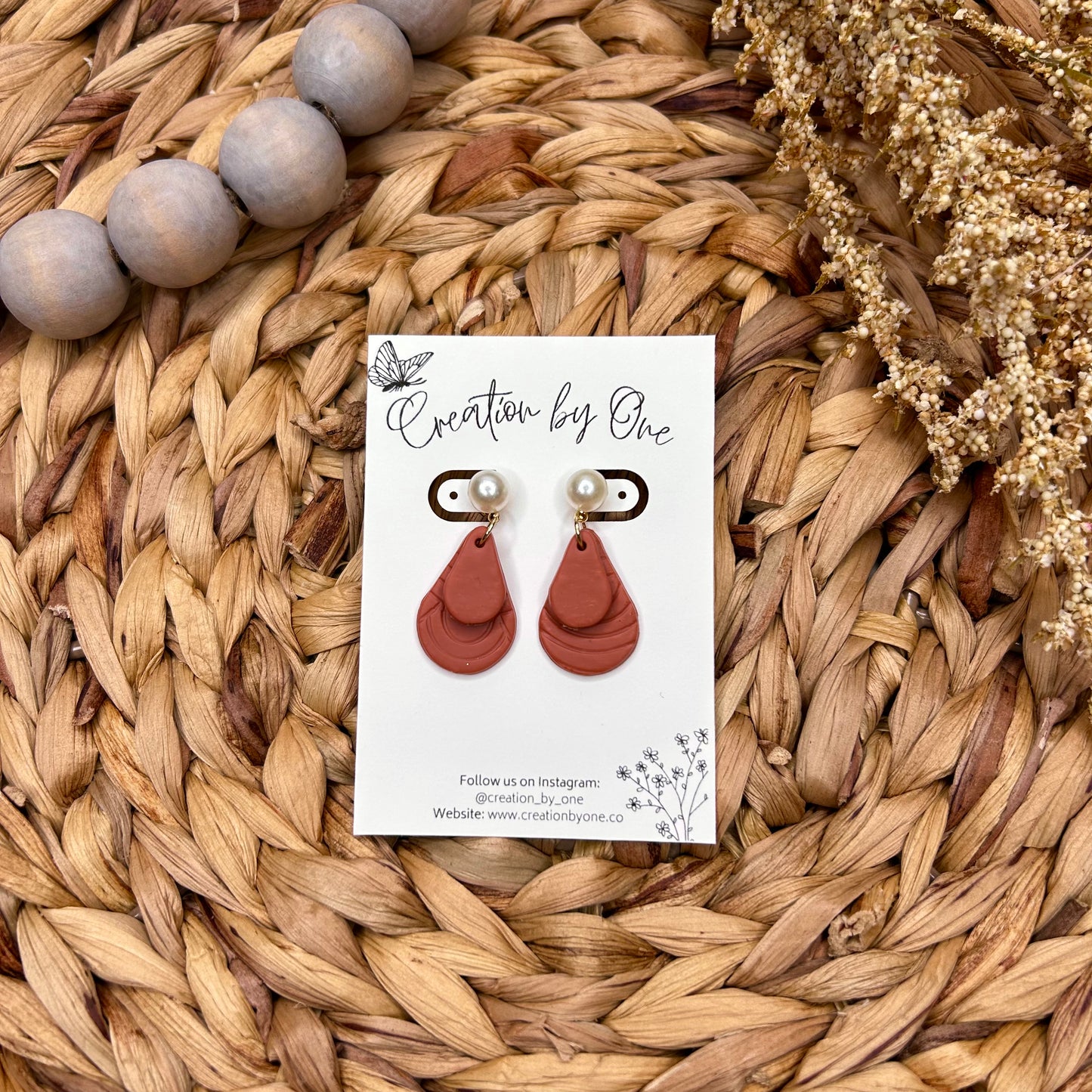 Neutral Tear Drop Polymer Clay Earrings