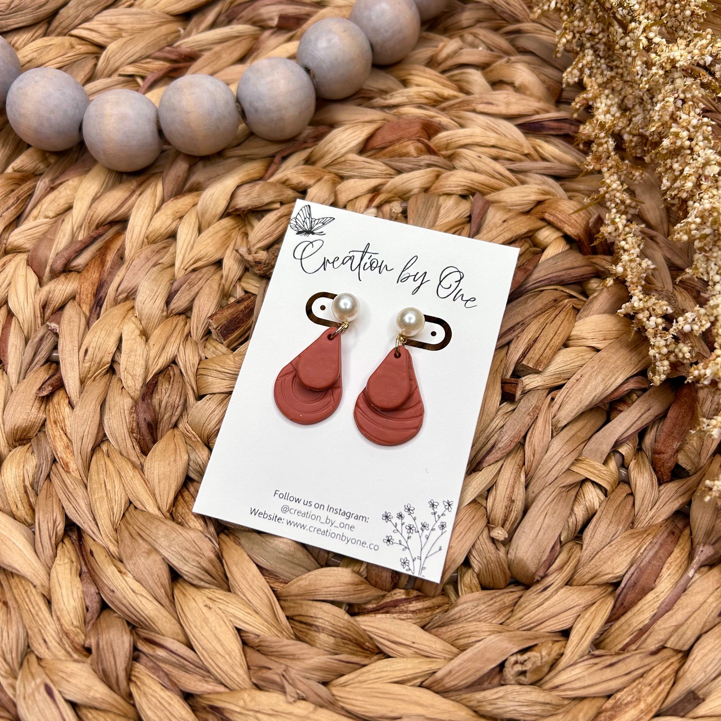 Neutral Tear Drop Polymer Clay Earrings