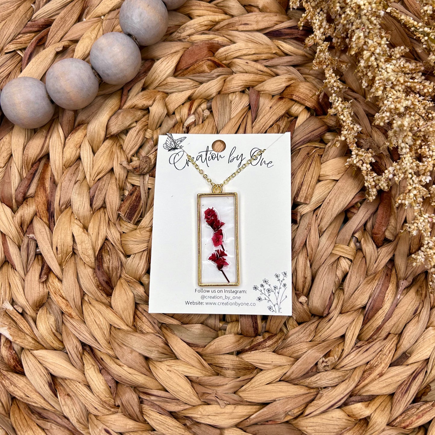 Handcrafted Red Limonium Necklace