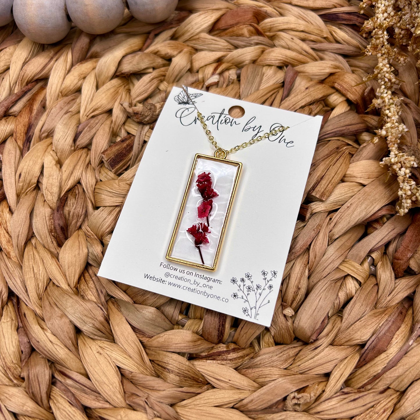 Handcrafted Red Limonium Necklace