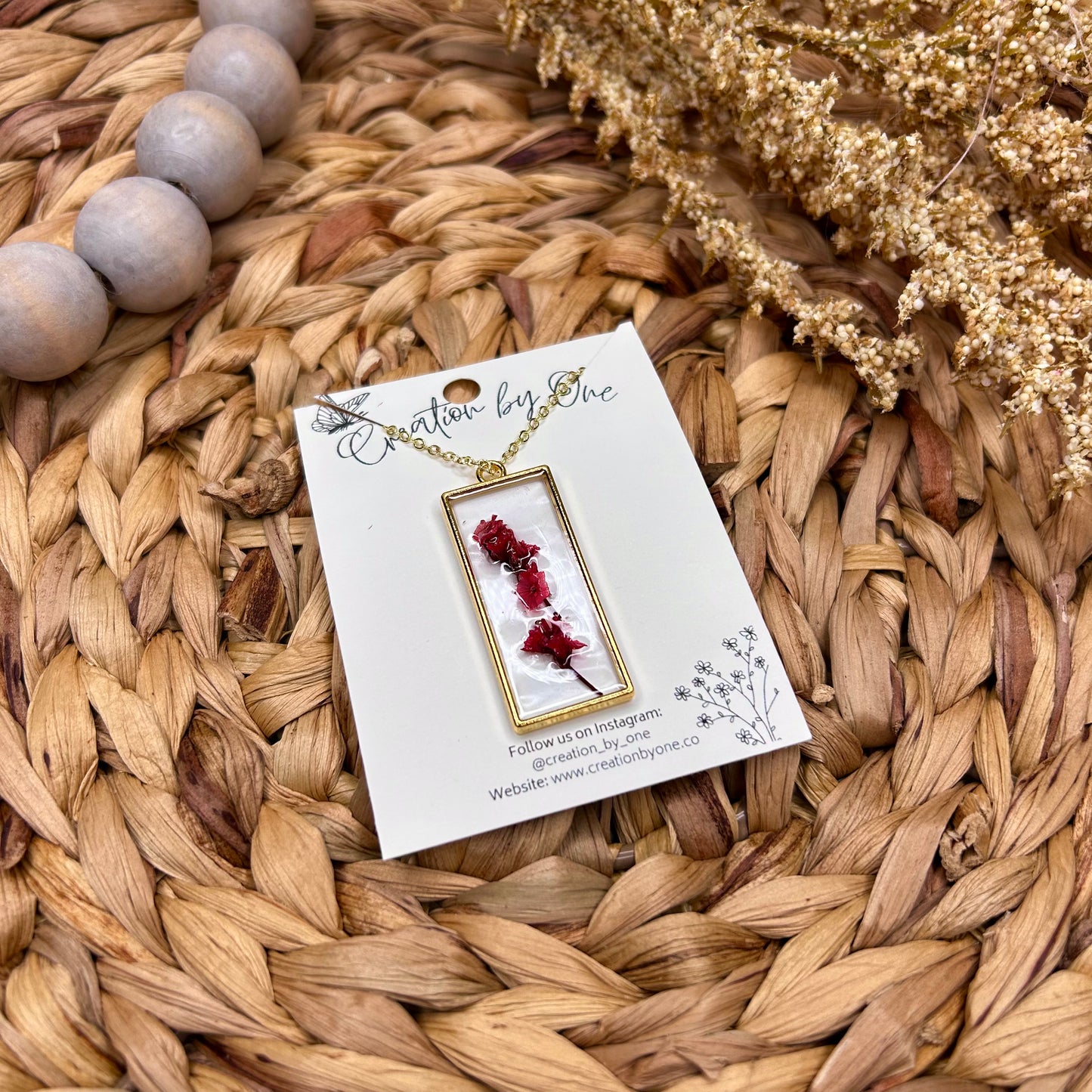 Handcrafted Red Limonium Necklace