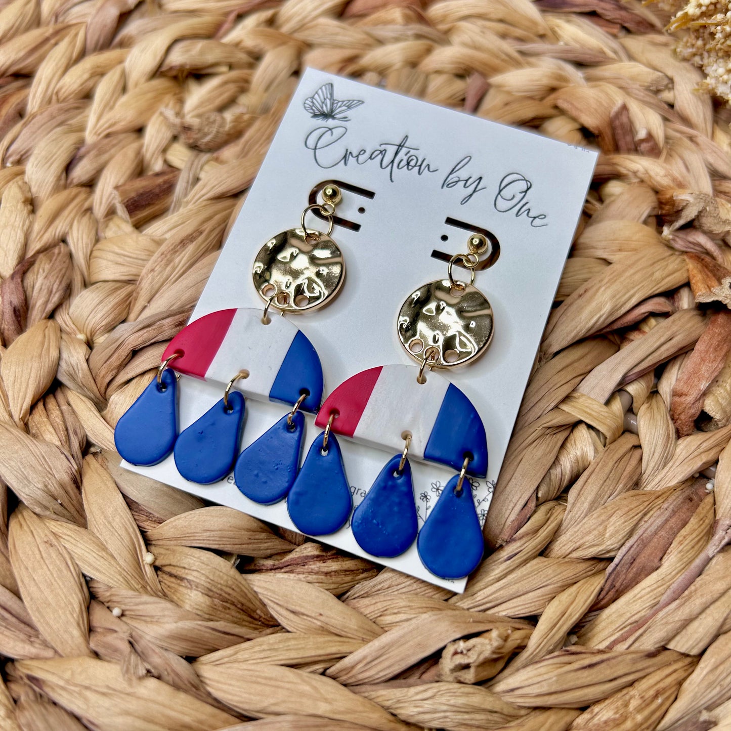 Red, White, and Blue Polymer Clay Earrings