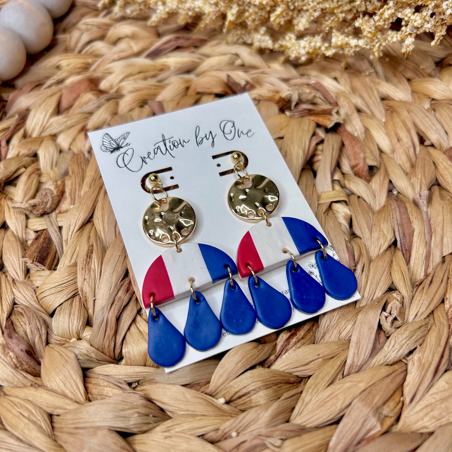 Red, White, and Blue Polymer Clay Earrings