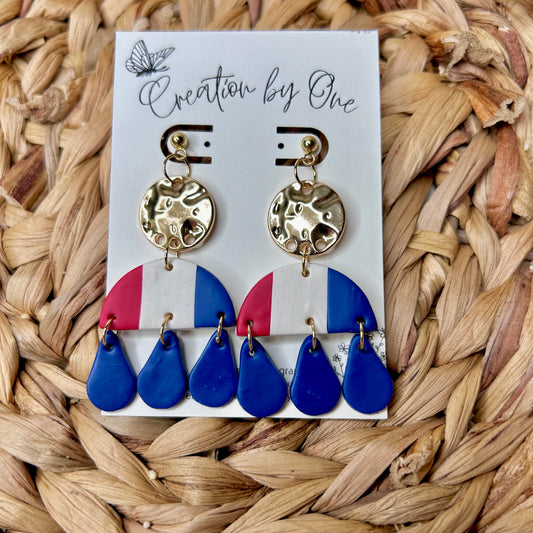 Red, White, and Blue Polymer Clay Earrings