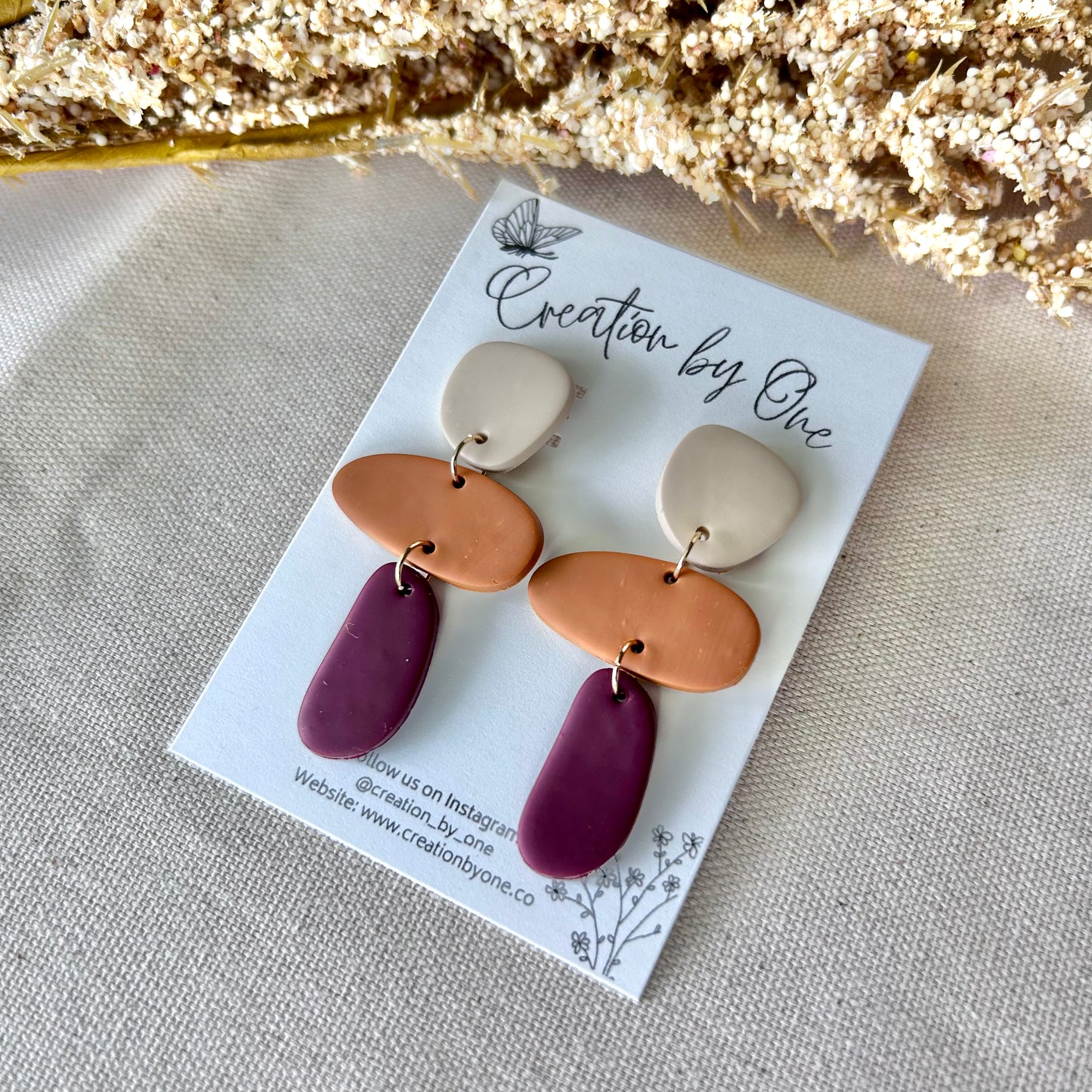 Unique Fall Geometry Polymer Clay Earrings