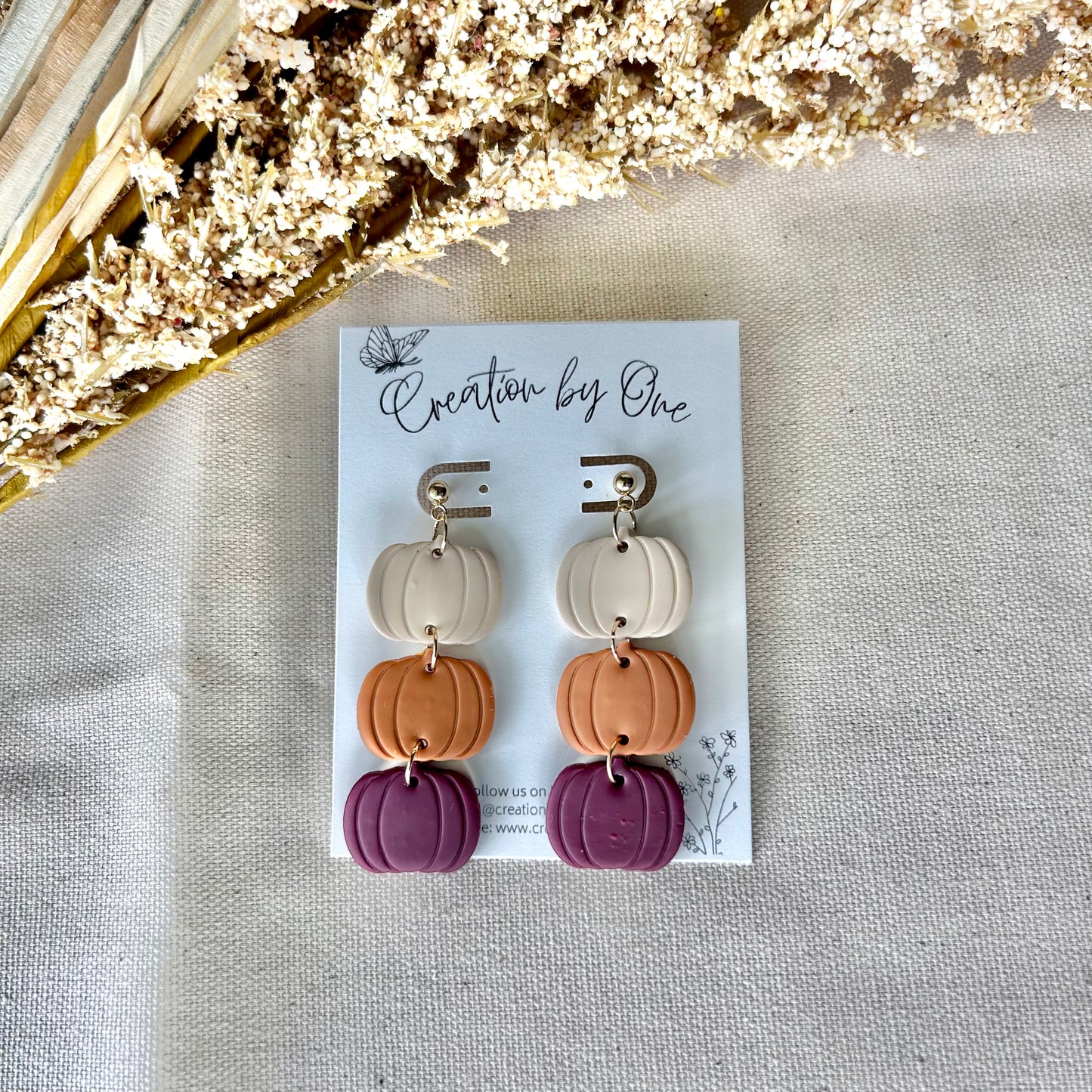 Fall Color Pumpkins Polymer Clay Earrings