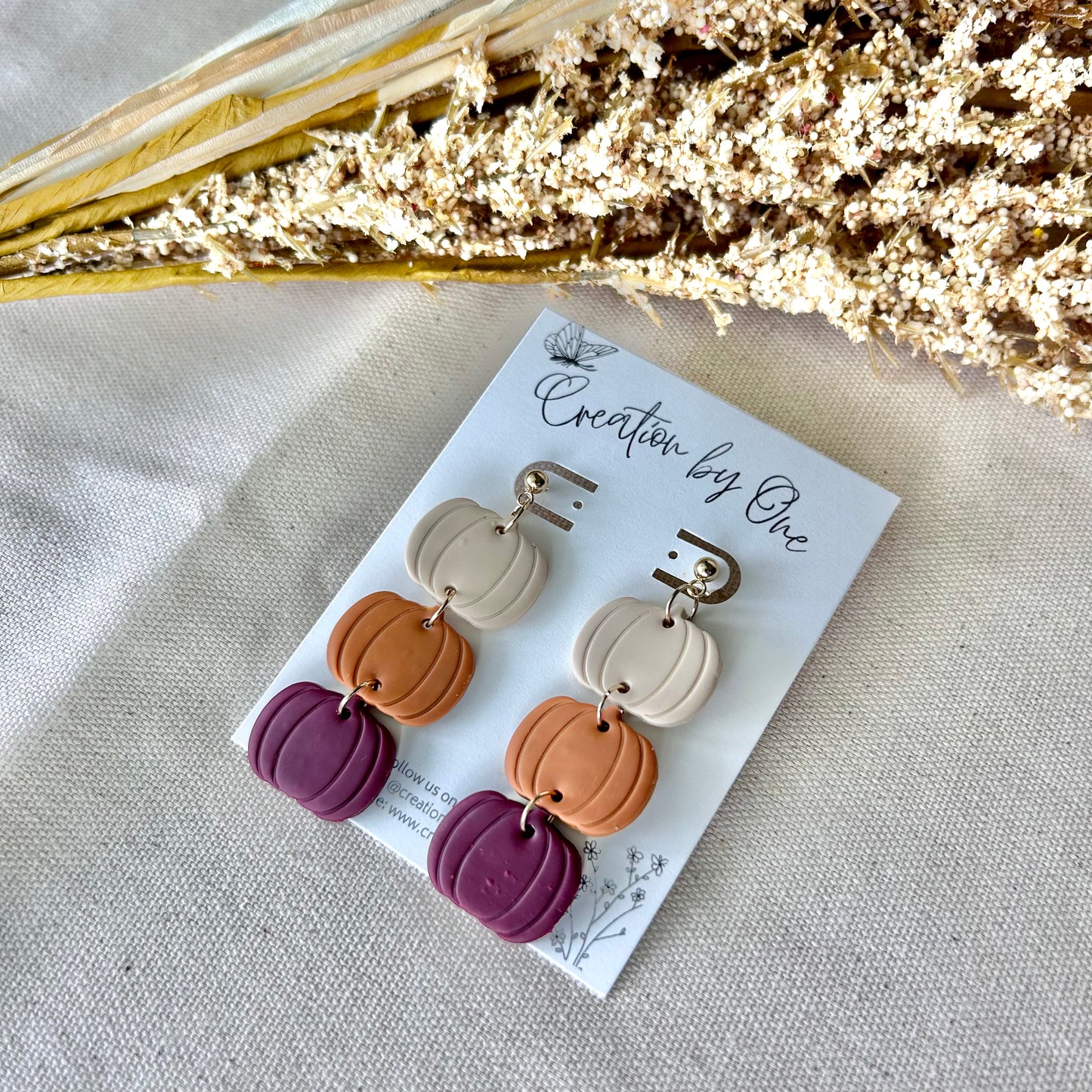 Fall Color Pumpkins Polymer Clay Earrings