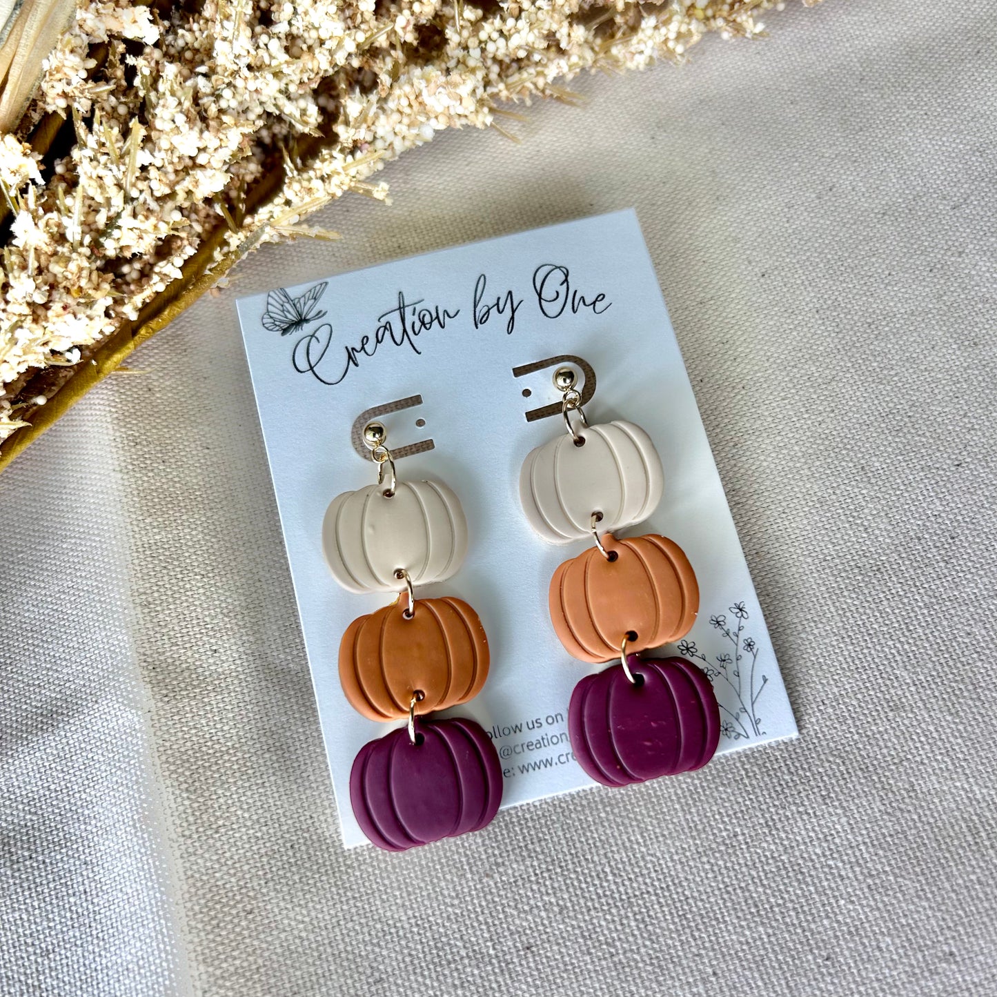 Fall Color Pumpkins Polymer Clay Earrings