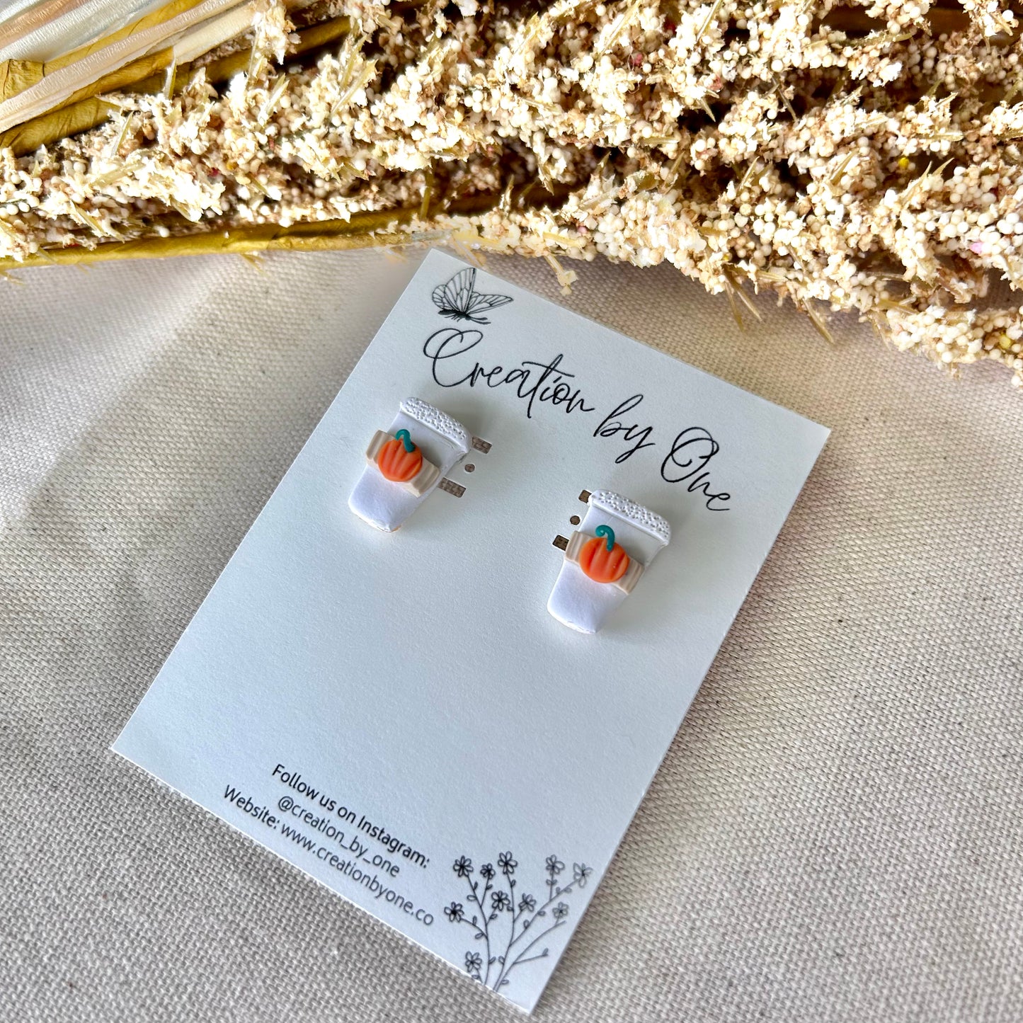 Pumpkin Spice Latte Polymer Clay Earrings