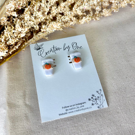 Pumpkin Spice Latte Polymer Clay Earrings